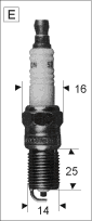 размер резьбовой части свечи Champion