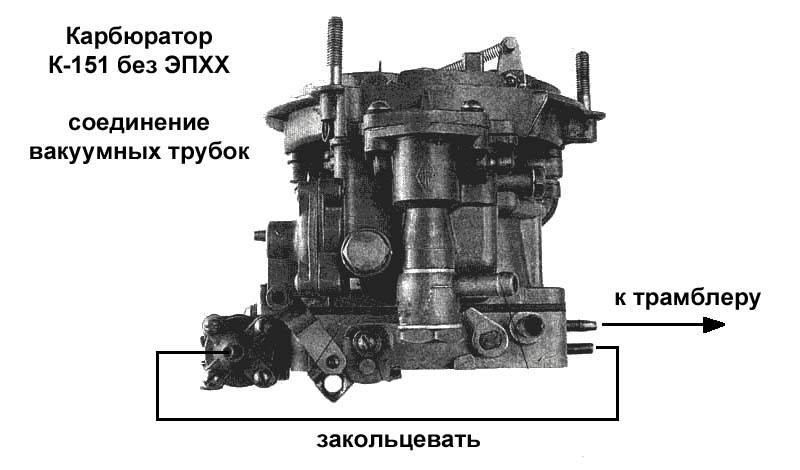 соединение вакуумных трубок на карбюраторе К-151